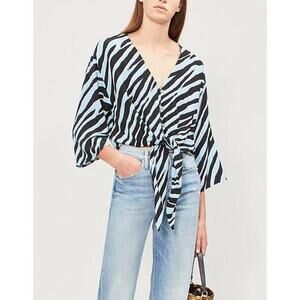 Top Shop Zebra Print Tie Top front size medium